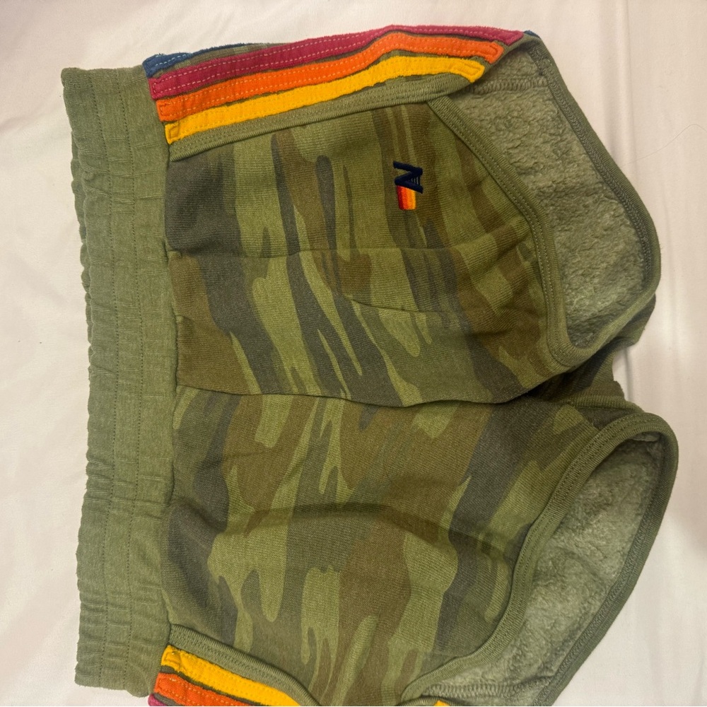 Women’s Camouflage Shorts with Multicolor Stripes
